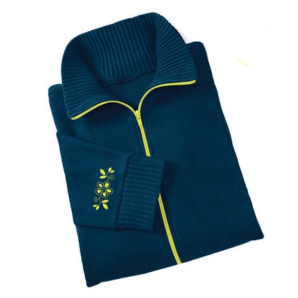 Polar Fleece Zip Front Jacket Dark Peacock Blue - Picture 1 of 4